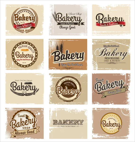 Vintage retro bakkerij etiketten — Stockvector