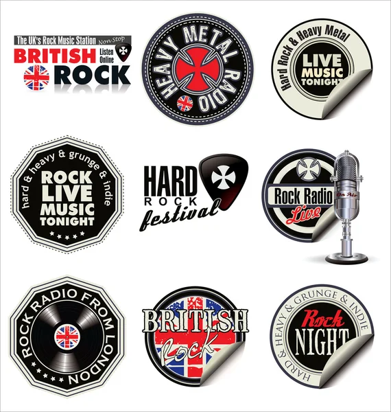 Rock music badges — Stock Vector