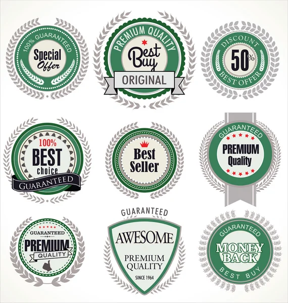 Premium kwaliteit badges en etiketten — Stockvector