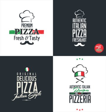 Pizza retro etiketleri ve rozetleri