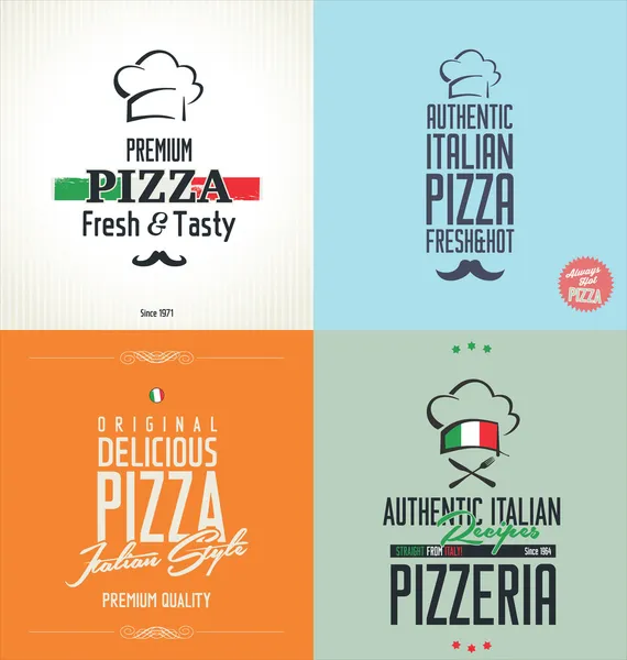 Etiquetas e insignias retro de pizza — Vector de stock