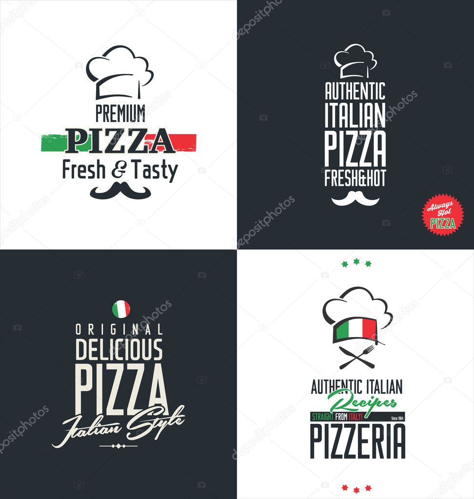 Pizza retro labels and badges