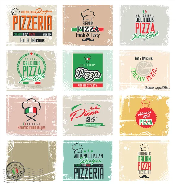 Etiquetas de pizza — Vetor de Stock