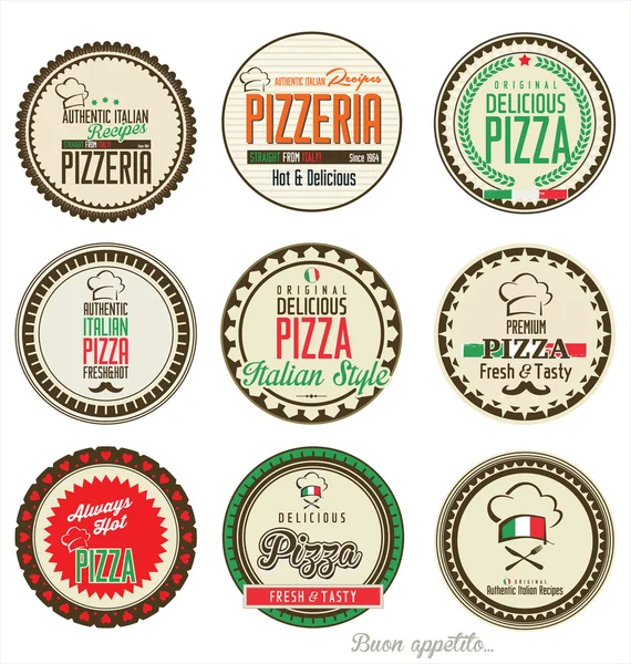 Pizza Etiketleri — Stok Vektör