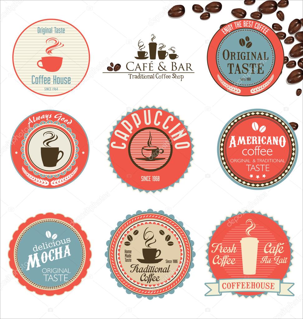 Coffee retro badges collection
