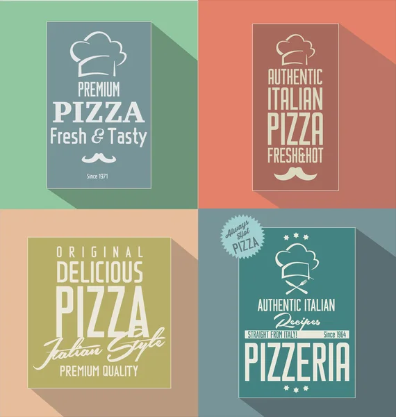 Pizza retro sfondo piatto — Vettoriale Stock