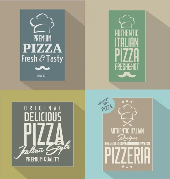 Pizza retro flachen Hintergrund — Stockvektor