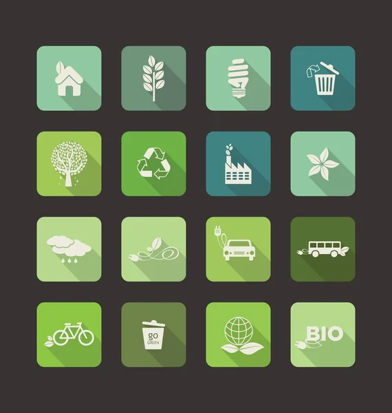 Ecology vector flat icons set — Stock Vector