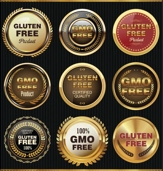 GMO and gluten free label collection — Stock Vector