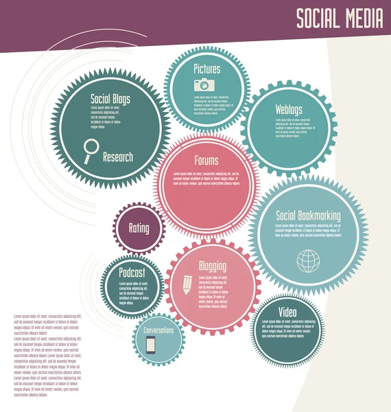 Sosyal medya ağı Infographic — Stok Vektör