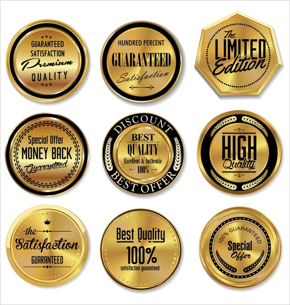 Golden metal badges — Stock Vector