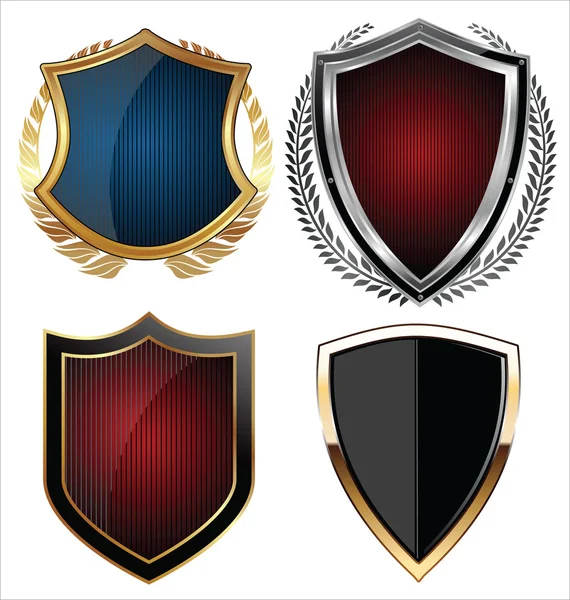 Golden shields collection — Stock Vector