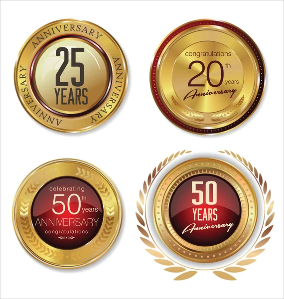 Anniversary golden labels — Stock Vector