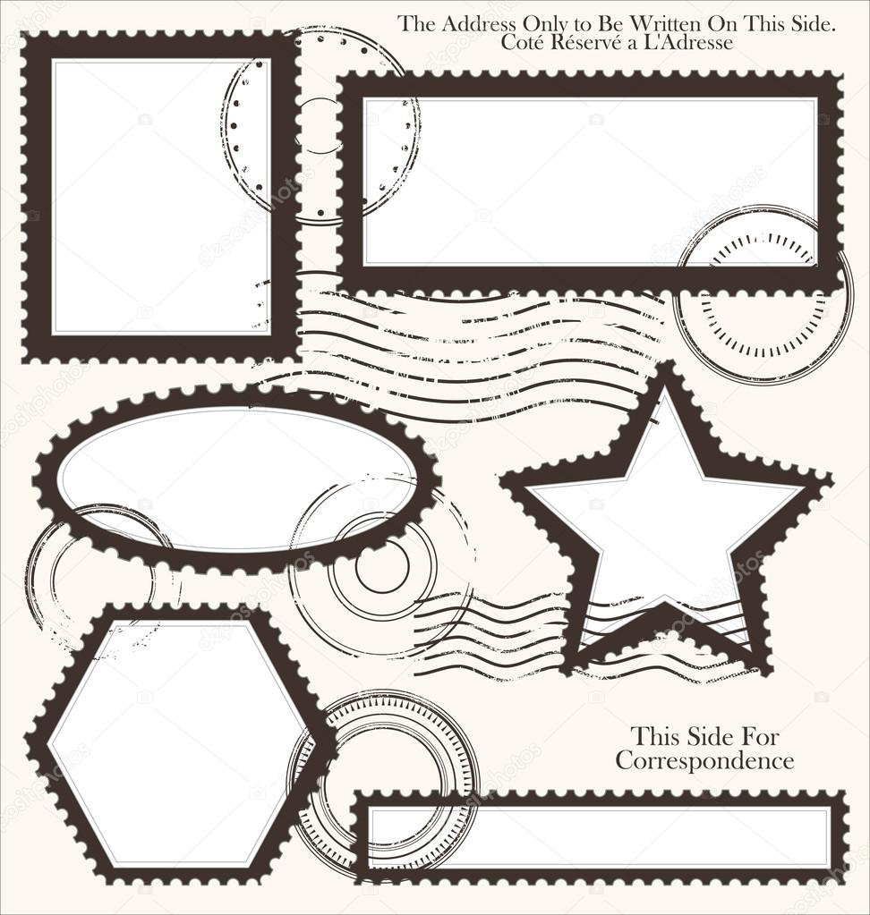 Post stamp set, vector illustration