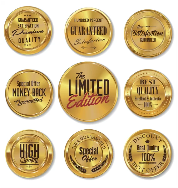 Golden metal badges — Stock Vector