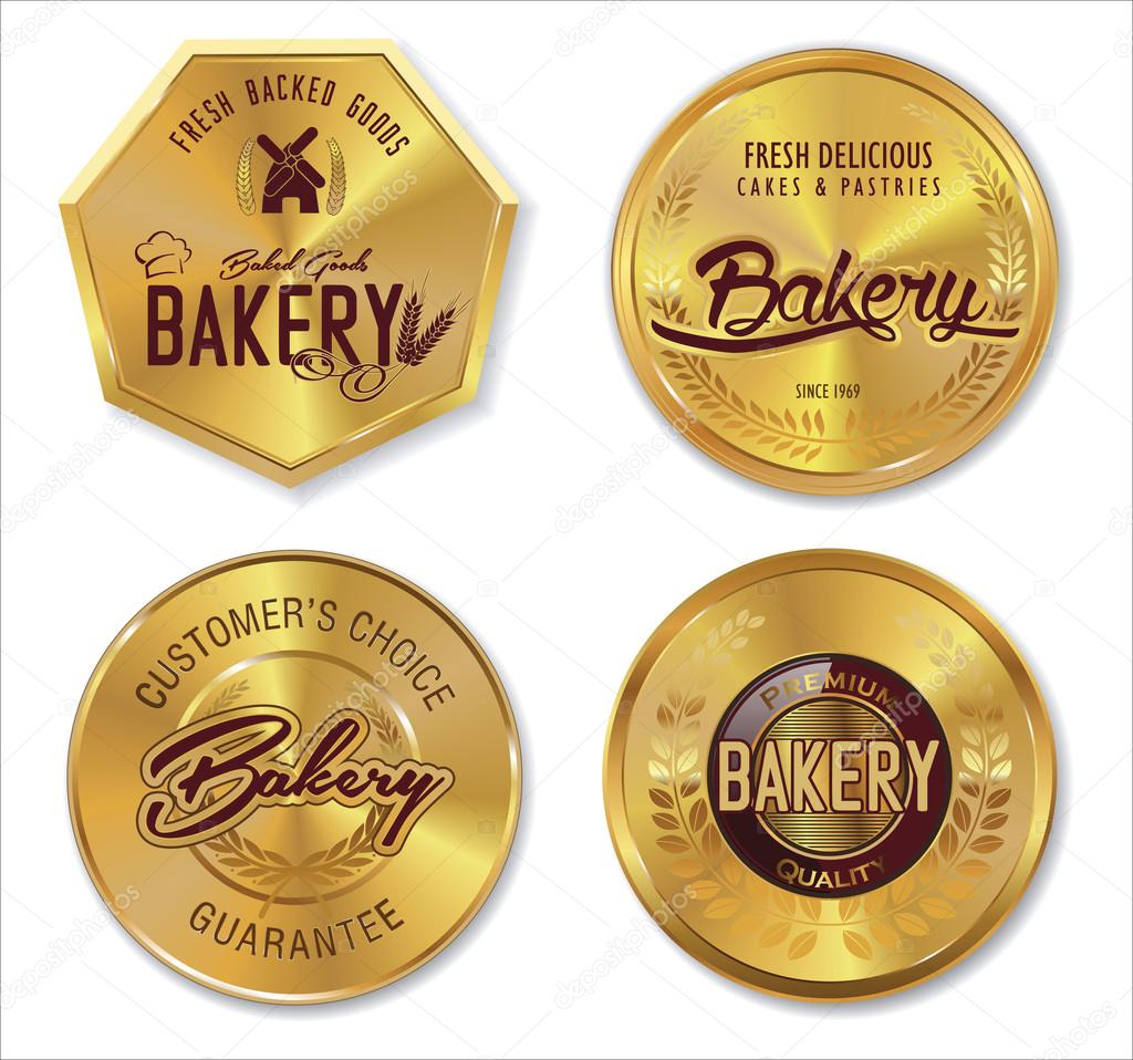 Set of golden bakery labels
