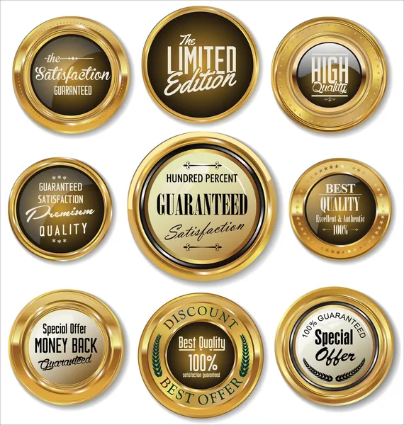 Golden badges collection — Stock Vector