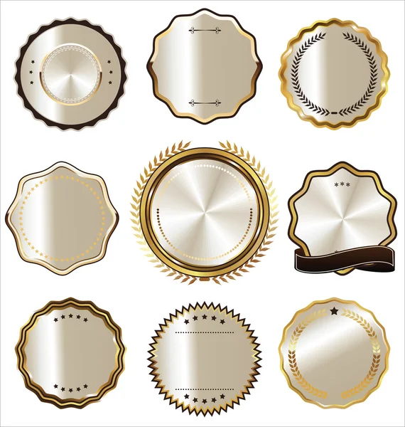 Set of golden empty labels, collection — Stock Vector