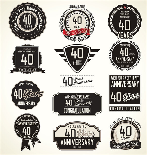 Anniversary retro badges and labels collection