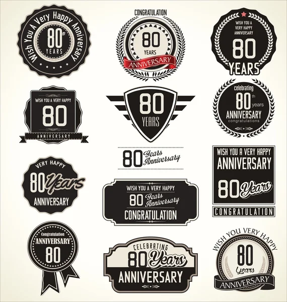 Aniversario retro insignias y etiquetas colección — Vector de stock