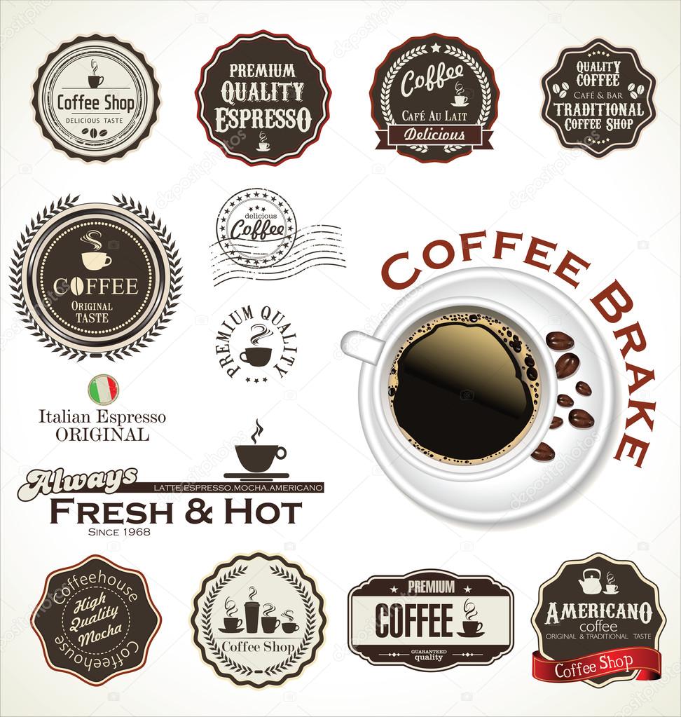 Retro Coffee Badges And Labels