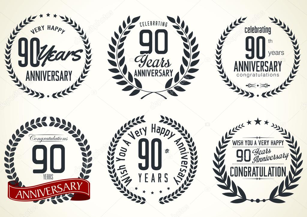 Anniversary laurel wreath retro labels