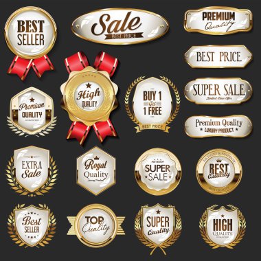 Lüks premium satış altın rozet ve etiketleri koleksiyonu