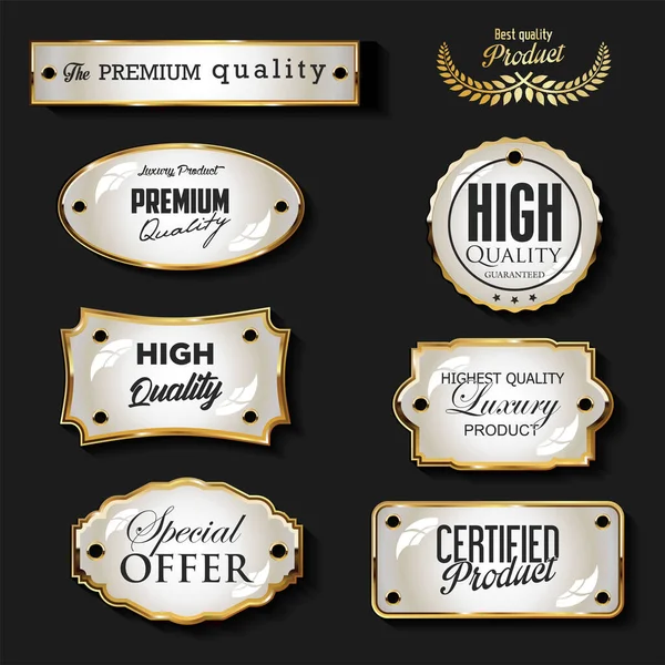 Gold Black Sale Labels Retro Vintage Design Collection — Stock Vector