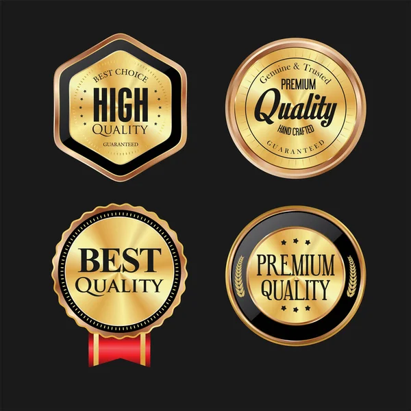 Collezione Argento Oro Bronzo Distintivo Metallico Etichette — Vettoriale Stock