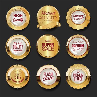 Lüks premium satış altın rozet ve etiketleri koleksiyonu