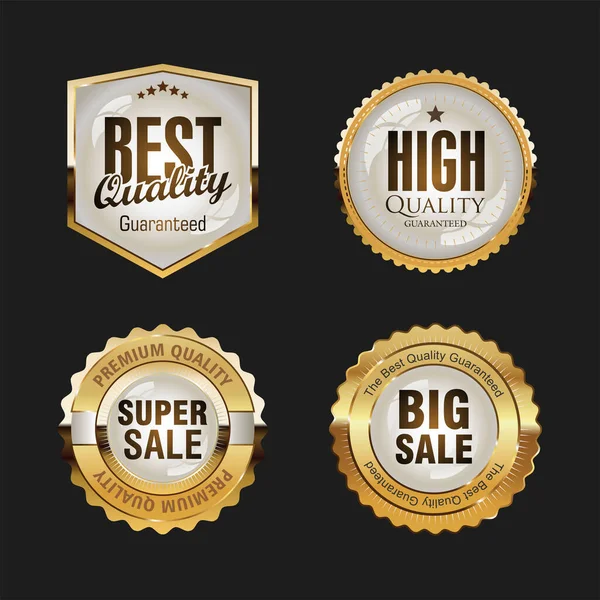Super Sale Retro Golden Badges Labels Vector Collection — Stock Vector