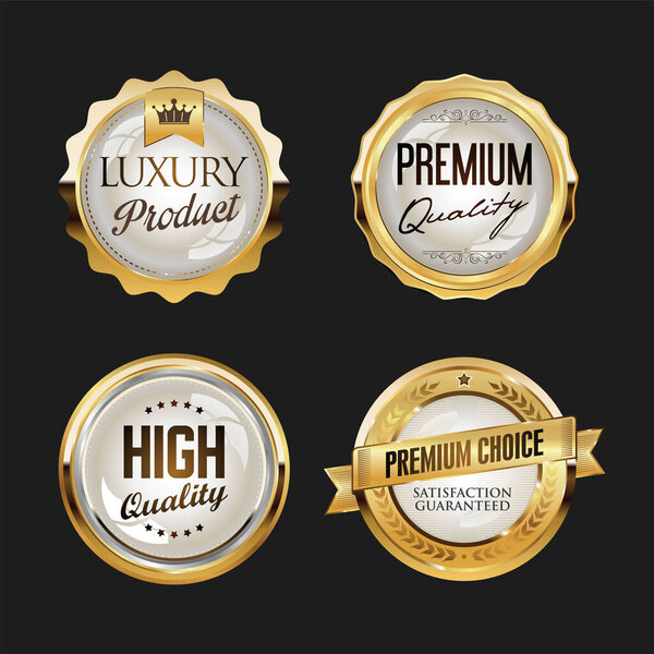 Super sale retro golden badges and labels vector collection 