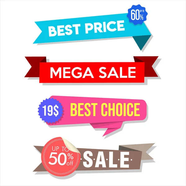 Collection Colorful Sale Stickers Tags — Stock Vector