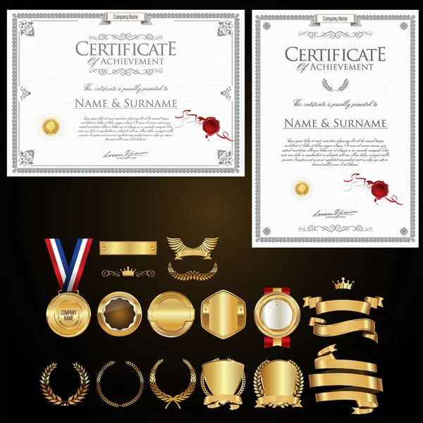 Modèle Design Vintage Rétro Certificat Diplôme — Image vectorielle