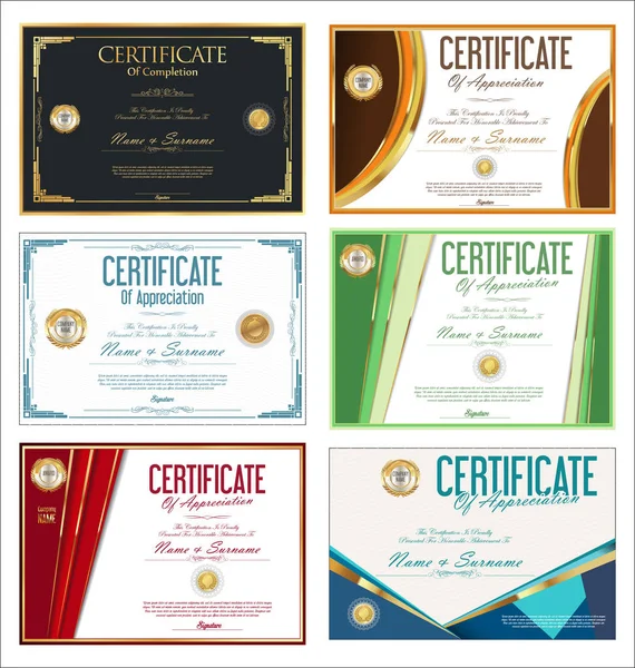 Certificado Diploma Retro Vintage Diseño Simple — Archivo Imágenes Vectoriales