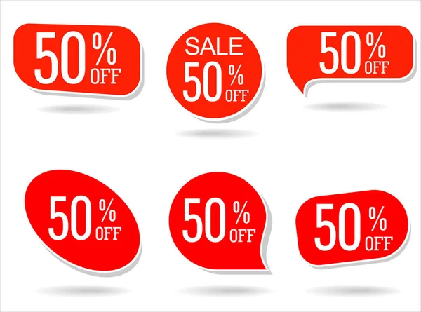 Collection Modern Sale Red Banners Labels — Stock Vector