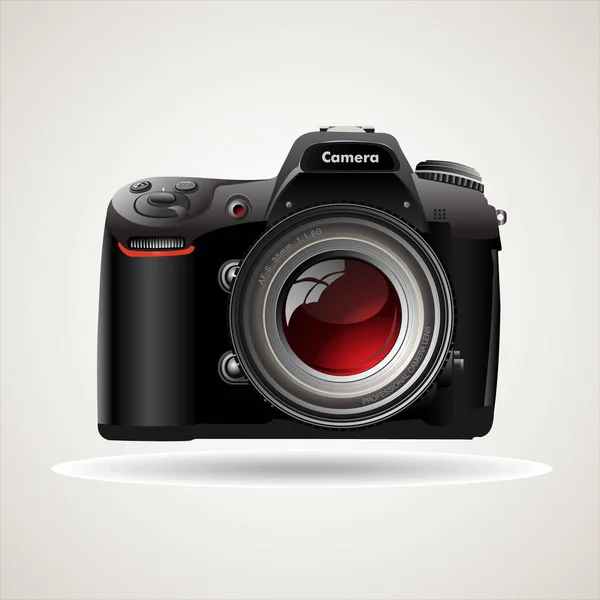 Dslr Fotocamera Realistisch Ontwerp Illustratie Geïsoleerd Witte Achtergrond — Stockvector