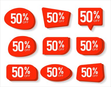 Kırmızı modern rozet ve etiket koleksiyonu