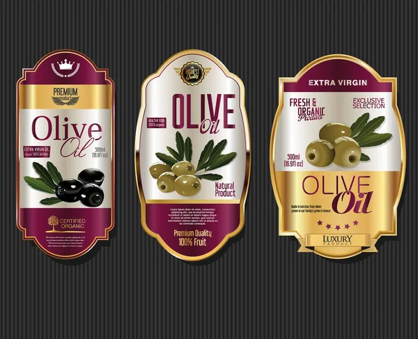 Collezione Etichette Colorate Olio Oliva — Vettoriale Stock