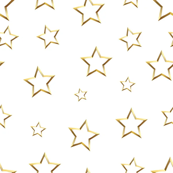 Glossy Guld Stjärna Sömlös Bakgrund Vit Bakgrund — Stock vektor
