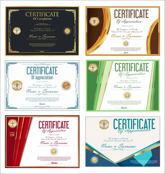 Certificado Diploma Retro Vetor Design Vintage — Vetor de Stock