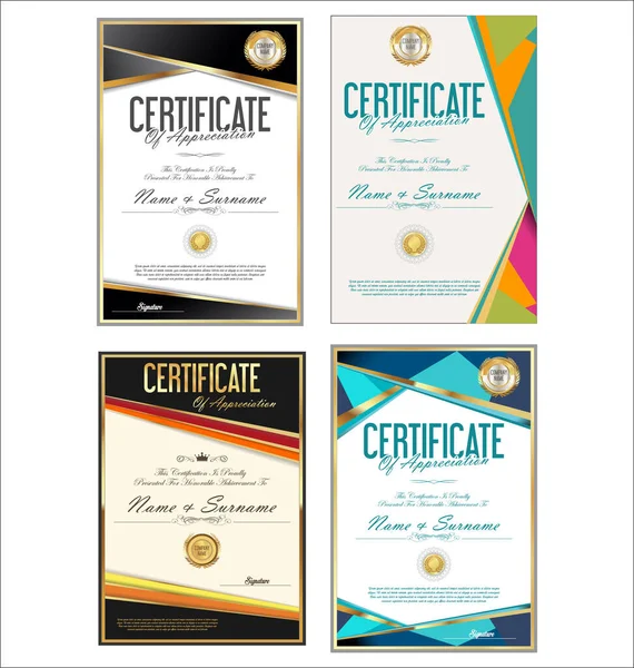 Certificate Diploma Retro Vintage Design Vector — ストックベクタ