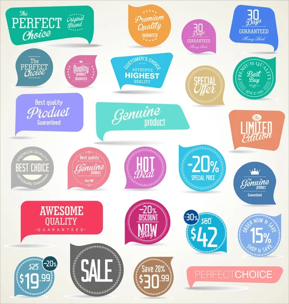 Moderne Kleurrijke Verkoop Stickers Collectie — Stockvector