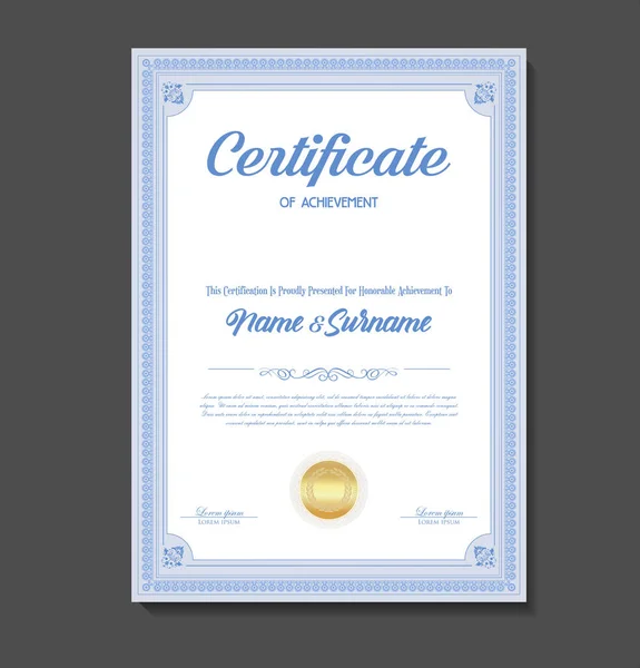 Certificate Diploma Retro Vintage Design Vector — Stock Vector