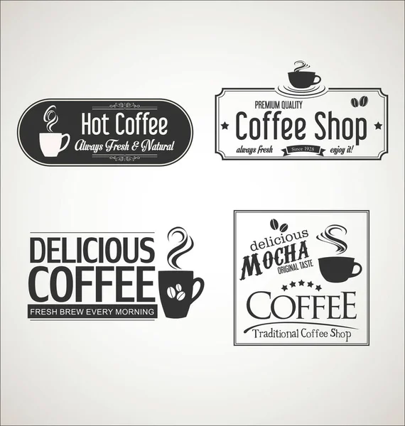Kolekce Retro Etiket Odznaků Kavárny — Stockový vektor