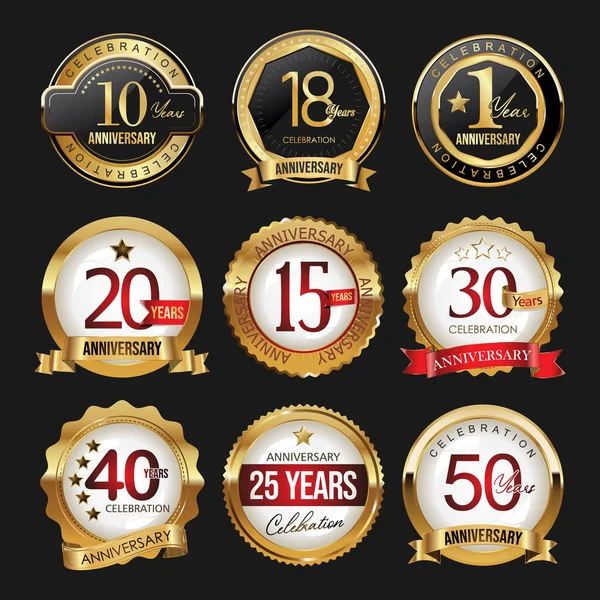 Collection Anniversary Golden Badge — стоковый вектор