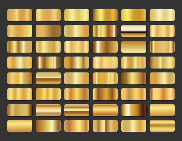 Mega Collection Metallic Gold Gradients — Stock Vector