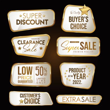 Collection of super sale golden badges and labels 