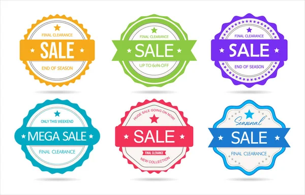 Collection Colorful Badges Labels Modern Super Sale Style — Stockvektor