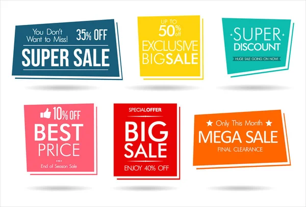 Collection Colorful Badges Labels Modern Super Sale Style — Image vectorielle